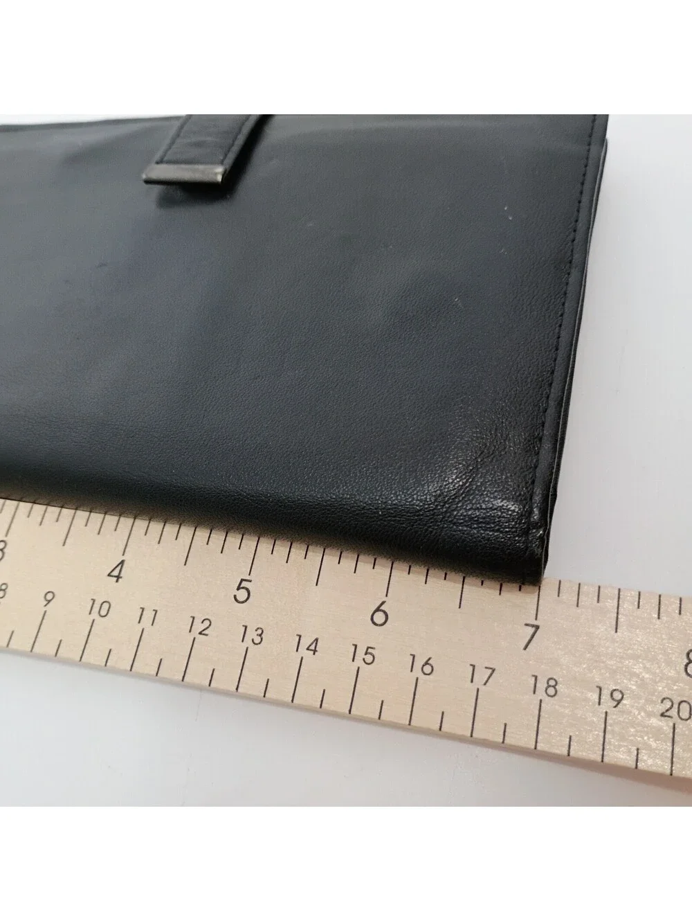 Black Cowhide Leather Travel Wallet Travelers Checks Airline Tickets Etc